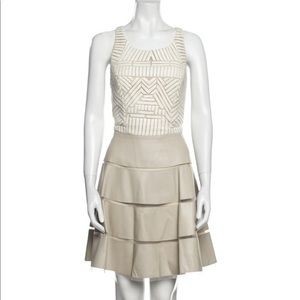 Sachin & Babi white leather A line cute dress with mesh back